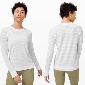 LULULEMON swiftly breathe white long sleeve top shirt cycling lounge weekend